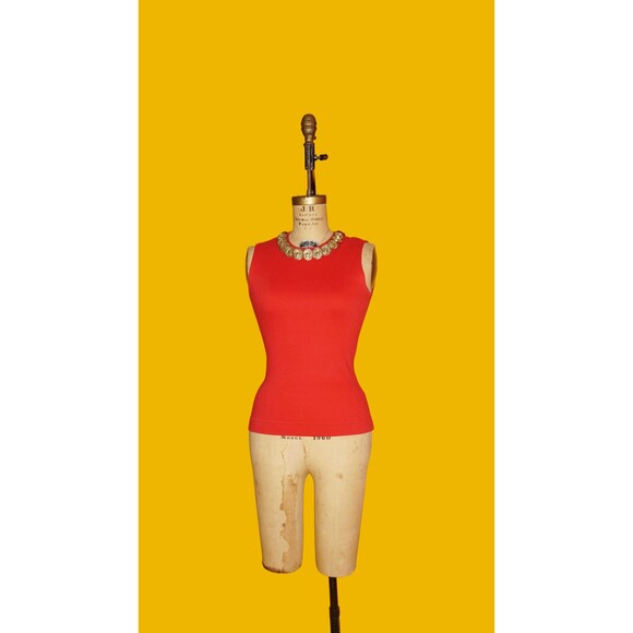 1990s MOSCHINO CHEAP and CHIC Red Noisemaker Tank Top Coin Trim. XS-S - Picture 1 of 10